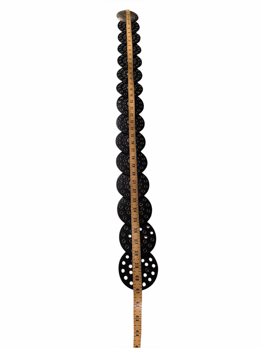 Wide Western Boho Belt Brown Leather Belt with Aged Brass Concho Embellishments - Picture 6 of 8